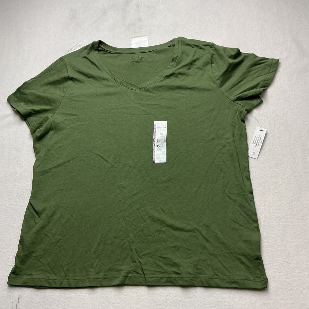 Time And True Women’s 3X (20) Green V-Neck Pullover Shirt NWT, 4169